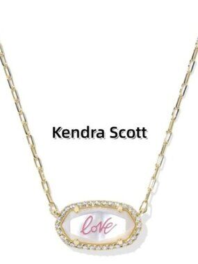 Elisa Pave Frame Gold Short Pendant Necklace